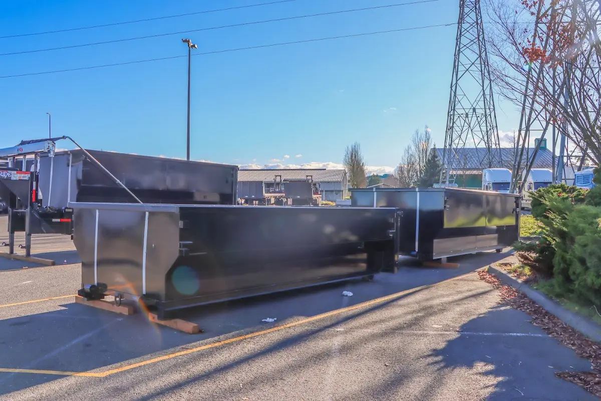 Roll-off dumpster ready for waste disposal at job site for Construction Dumpster Rental in Cedar Hills